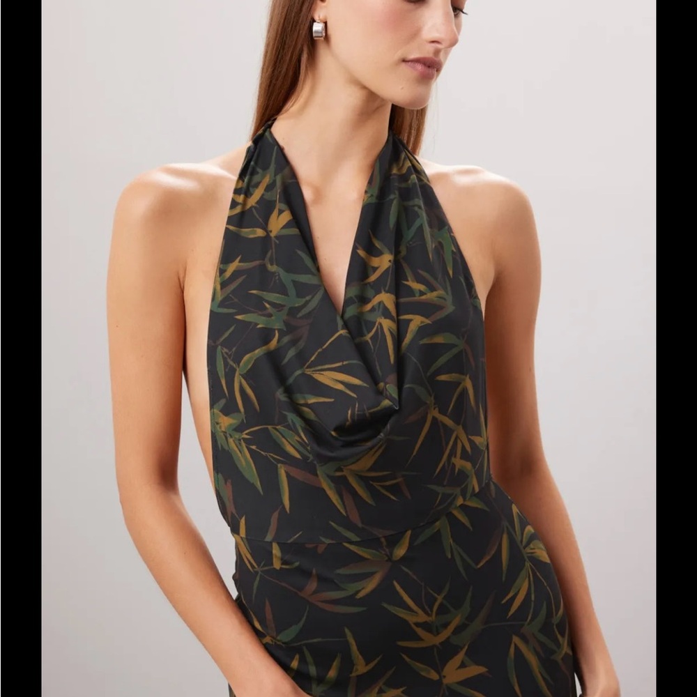 WeWoreWhat Backless Dress with Leaf Print NWOT Size Medium